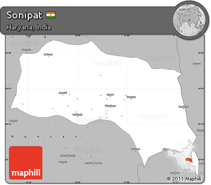 Gray Simple Map of Sonipat