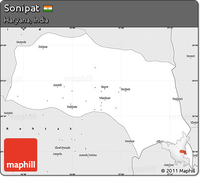 Silver Style Simple Map of Sonipat