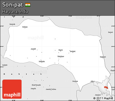 Silver Style Simple Map of Sonipat