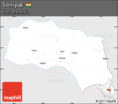 Silver Style Simple Map of Sonipat, single color outside