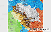 Physical 3D Map of Himachal Pradesh, political shades outside