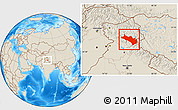 Shaded Relief Location Map of Lahul and Spiti