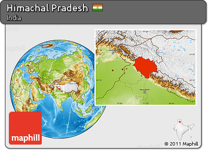 Physical Location Map of Himachal Pradesh