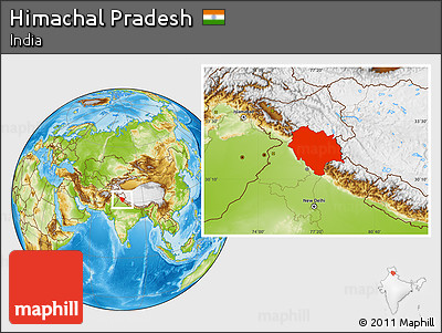 Physical Location Map of Himachal Pradesh