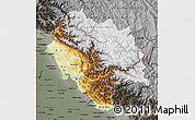 Physical Map of Himachal Pradesh, darken, semi-desaturated