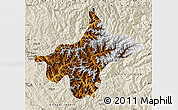 Physical Map of Shimla, shaded relief outside