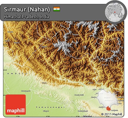 Physical Map of Sirmaur (Nahan)