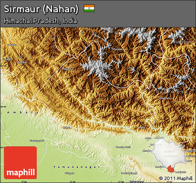 Physical Map of Sirmaur (Nahan)