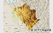 Physical Map of Solan, shaded relief outside