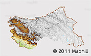 Physical 3D Map of Jammu and Kashmir, cropped outside