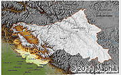 Physical 3D Map of Jammu and Kashmir, darken