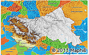 Physical 3D Map of Jammu and Kashmir, political outside