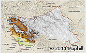 Physical 3D Map of Jammu and Kashmir, shaded relief outside