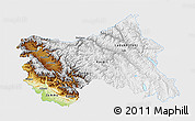 Physical 3D Map of Jammu and Kashmir, single color outside