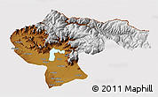 Physical 3D Map of Baramula (Kashmir North), cropped outside