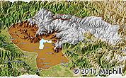 Physical 3D Map of Baramula (Kashmir North), satellite outside
