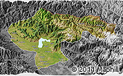 Satellite 3D Map of Baramula (Kashmir North), desaturated