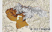 Physical Map of Baramula (Kashmir North), shaded relief outside