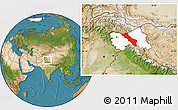 Satellite Location Map of Kargil, highlighted parent region
