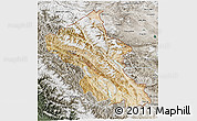 Satellite 3D Map of Ladakh (Leh), semi-desaturated