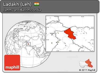 Blank Location Map of Ladakh (Leh)