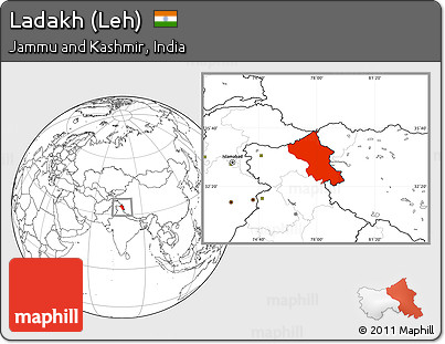 Blank Location Map of Ladakh (Leh)