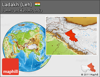 Physical Location Map of Ladakh (Leh)