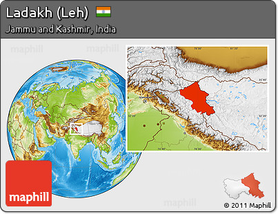 Physical Location Map of Ladakh (Leh)