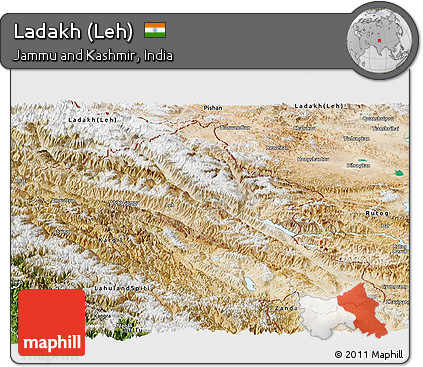 Satellite Panoramic Map of Ladakh (Leh)