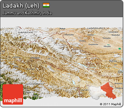 Satellite Panoramic Map of Ladakh (Leh)