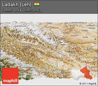 Satellite Panoramic Map of Ladakh (Leh)