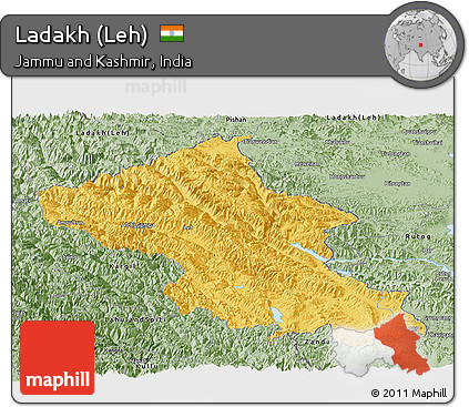 Savanna Style Panoramic Map of Ladakh (Leh)