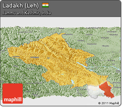 Savanna Style Panoramic Map of Ladakh (Leh)