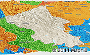 Shaded Relief Panoramic Map of Ladakh (Leh), political outside
