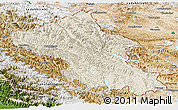 Shaded Relief Panoramic Map of Ladakh (Leh), satellite outside
