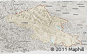 Shaded Relief Panoramic Map of Ladakh (Leh), semi-desaturated