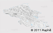 Silver Style Panoramic Map of Ladakh (Leh), single color outside