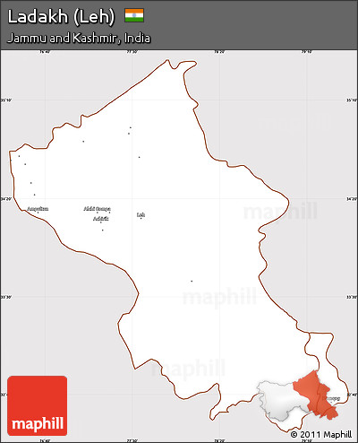 Classic Style Simple Map of Ladakh (Leh), cropped outside