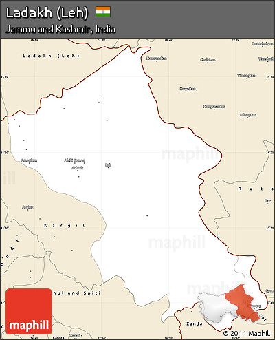 Classic Style Simple Map of Ladakh (Leh)