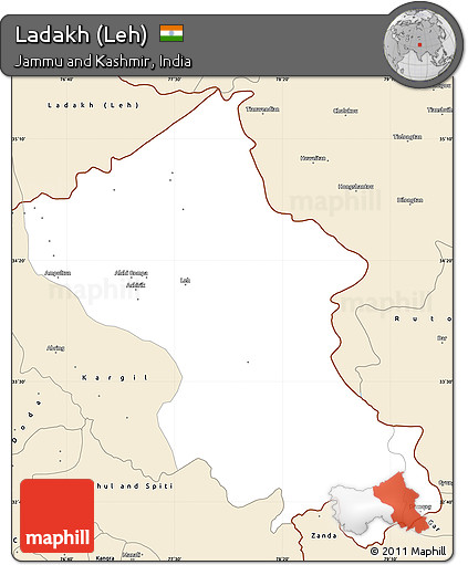 Classic Style Simple Map of Ladakh (Leh)