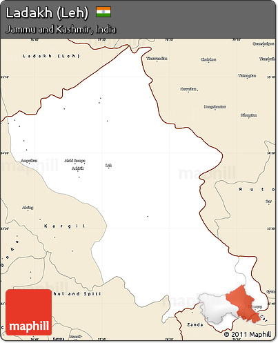 Classic Style Simple Map of Ladakh (Leh)