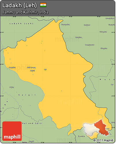 Savanna Style Simple Map of Ladakh (Leh)