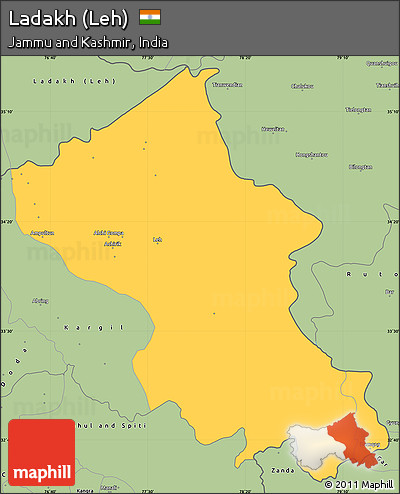 Savanna Style Simple Map of Ladakh (Leh)
