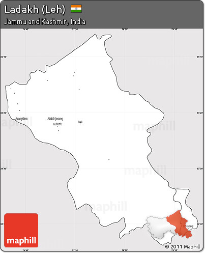 Silver Style Simple Map of Ladakh (Leh), cropped outside