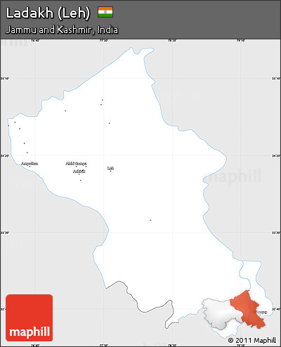 Silver Style Simple Map of Ladakh (Leh), single color outside