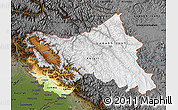 Physical Map of Jammu and Kashmir, darken