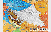 Physical Map of Jammu and Kashmir, political shades outside