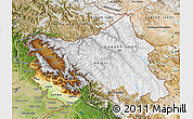 Physical Map of Jammu and Kashmir, satellite outside