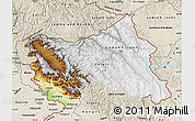 Physical Map of Jammu and Kashmir, shaded relief outside