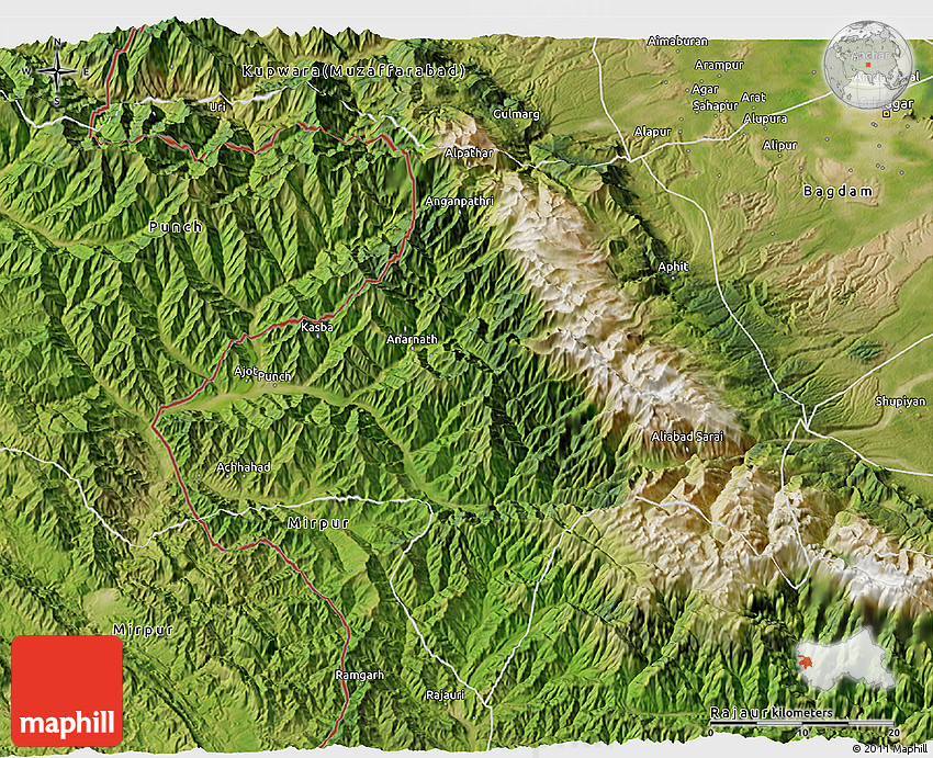 Satellite 3D Map of Punch